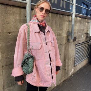 ACNE Studios Powder Vintage Pink Oversized Denim Jacket | 34